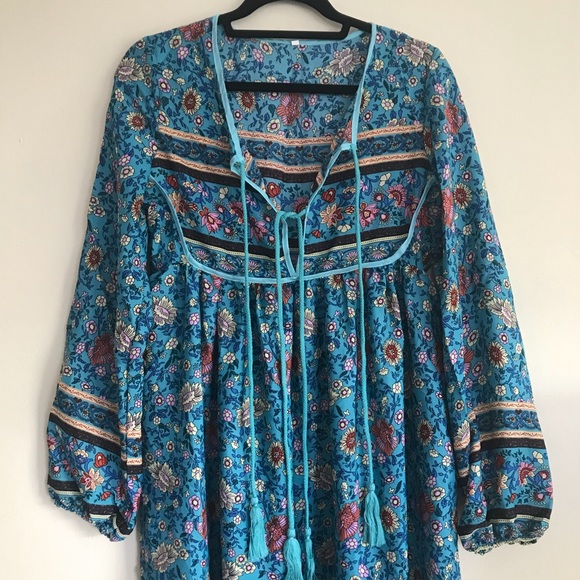 NWT Folk Town Maxi Boho Hippie Long Bohemian Dress - Picture 8 of 8